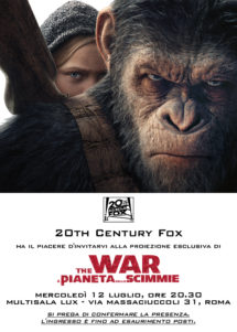 The War - Il Pianeta delle Scimmie (Invito Anteprima)
